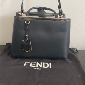 Fendi Petite 2jours black calfskin cross body bag